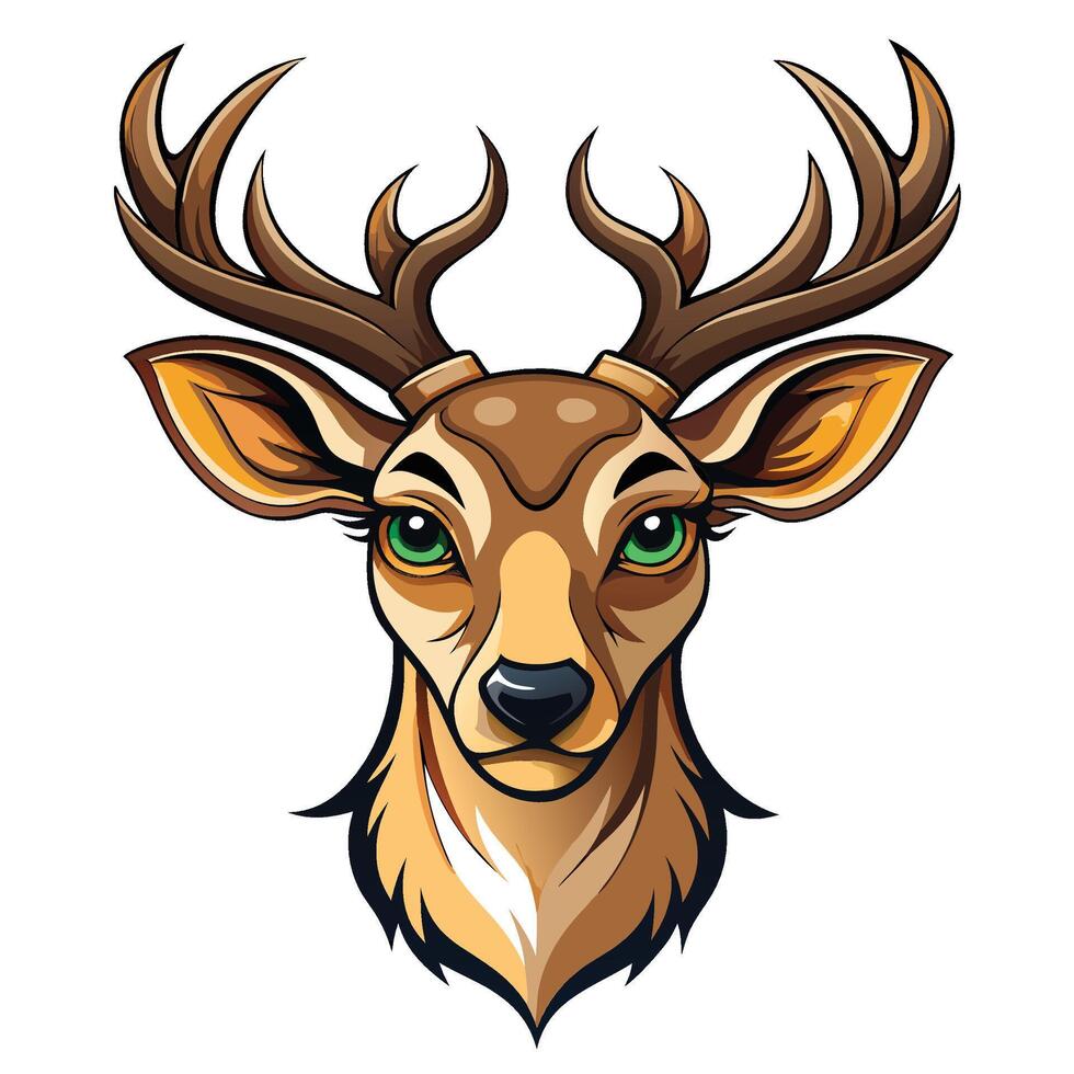 a deer head with horns, on a white background vector