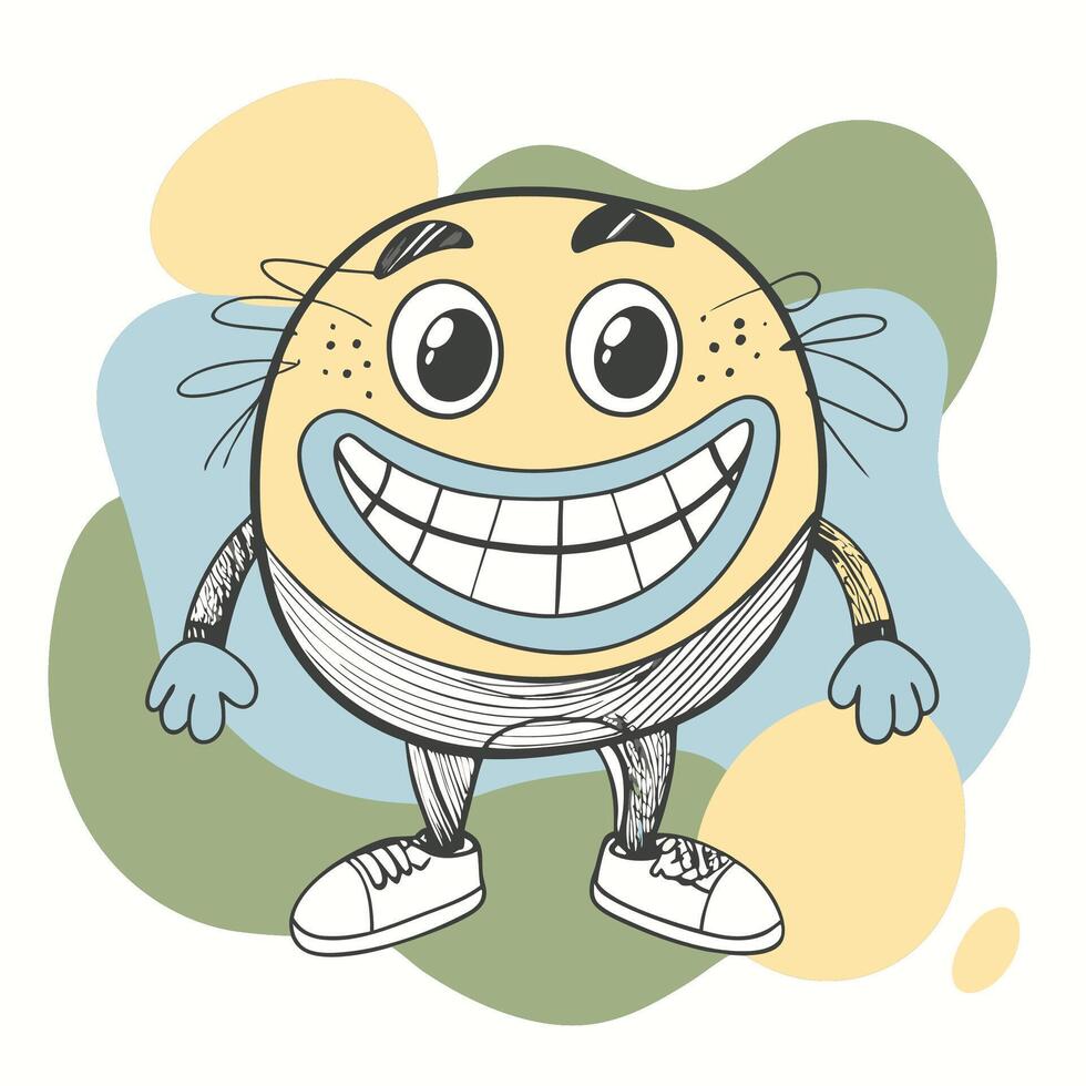 cartoon character with big smile and big eyes vector