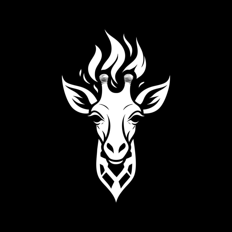 Giraffe face with fire logo concept vector