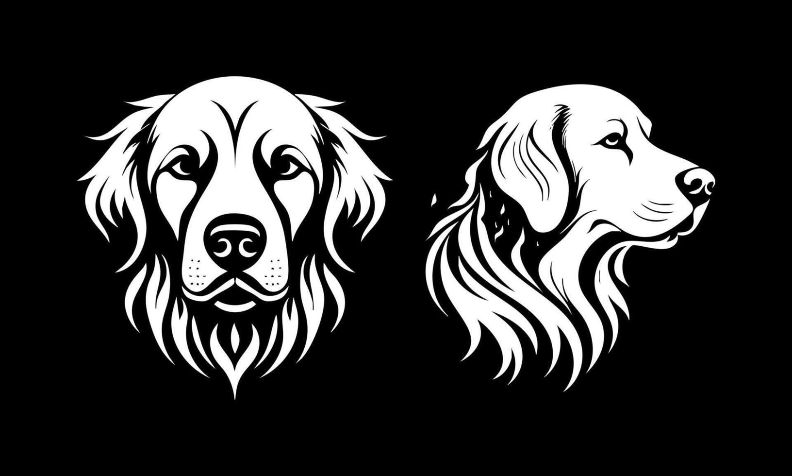 Golden Retriever face with fire logo concept vector