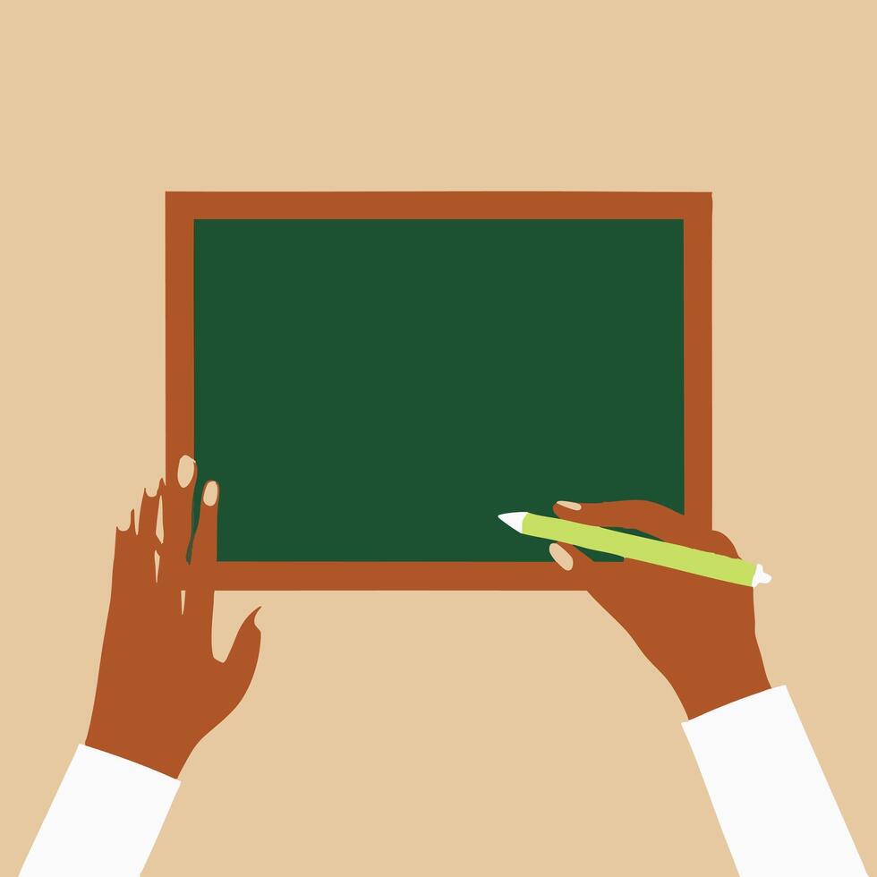 Hands Writing on a Blackboard vector