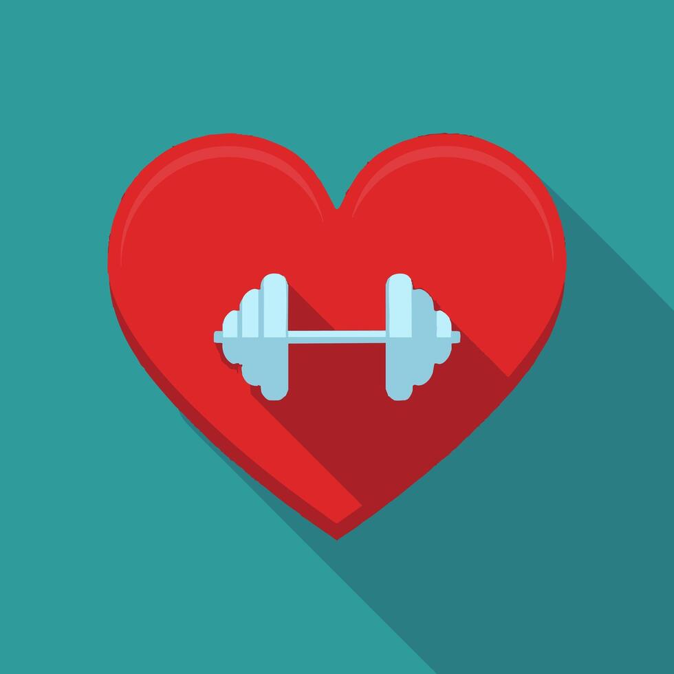 Heart Icon with Barbell vector