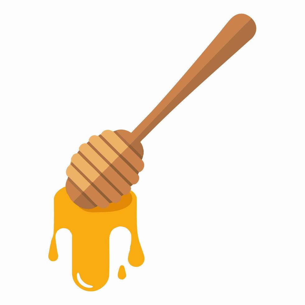 Honey with Wooden Spoon vector