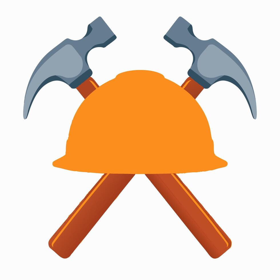 Helmet with Two Crossed Hammers vector