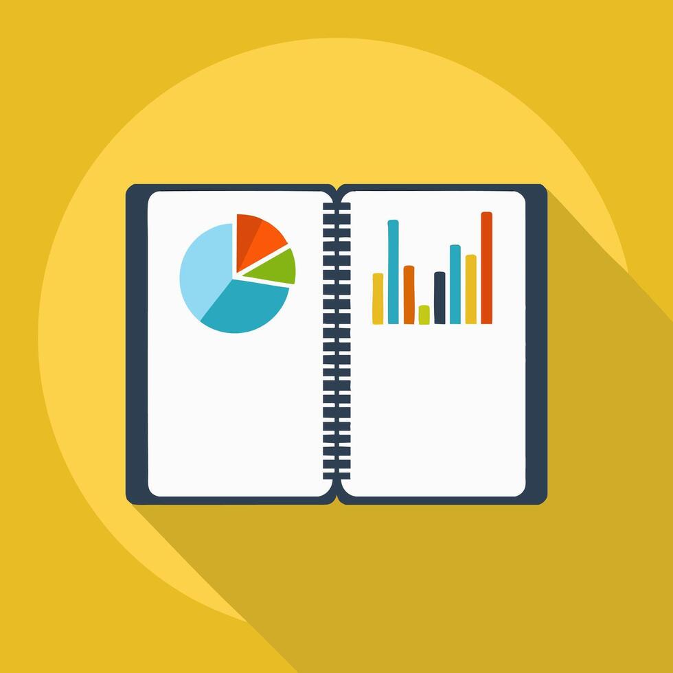 illustration Notebook with graphs vector