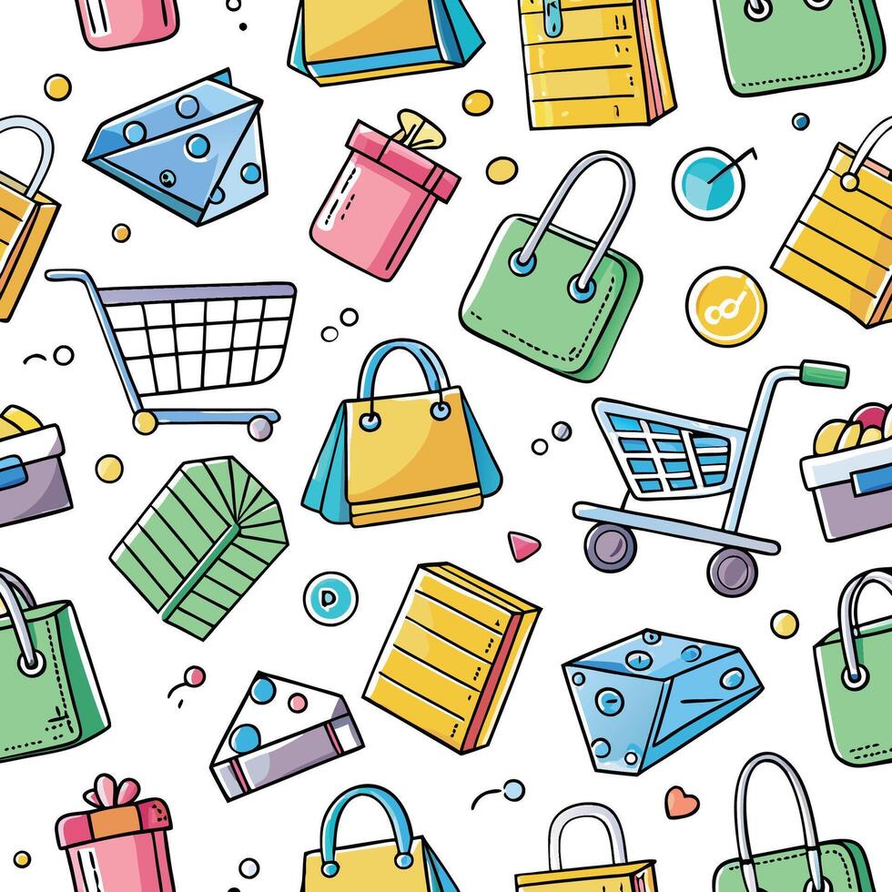 shopping bags and shopping bags seamless pattern vector