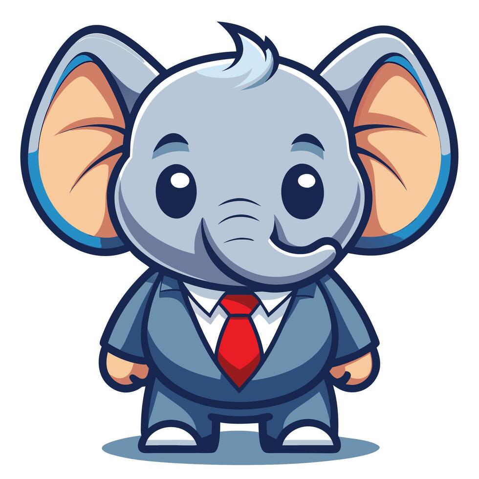 an elephant in a suit and tie white background vector