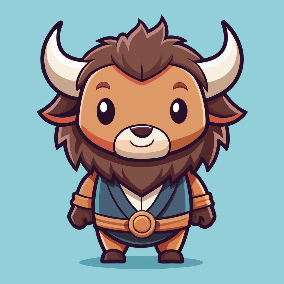 cartoon illustration of a cartoon buffalo character vector