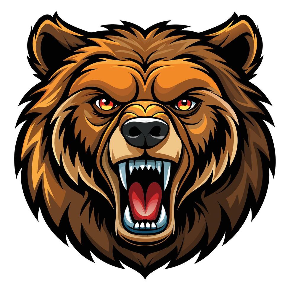 bear head with open mouth and teeth vector
