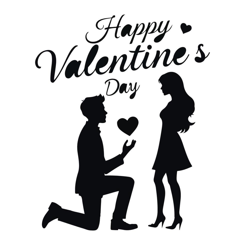 Romantic valentines day Proposal Silhouette of Couple vector