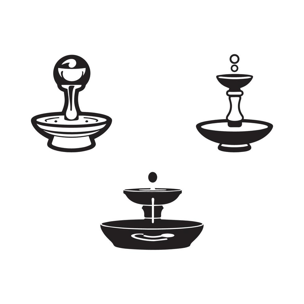 Three Stylish Black and White Fountain Designs vector