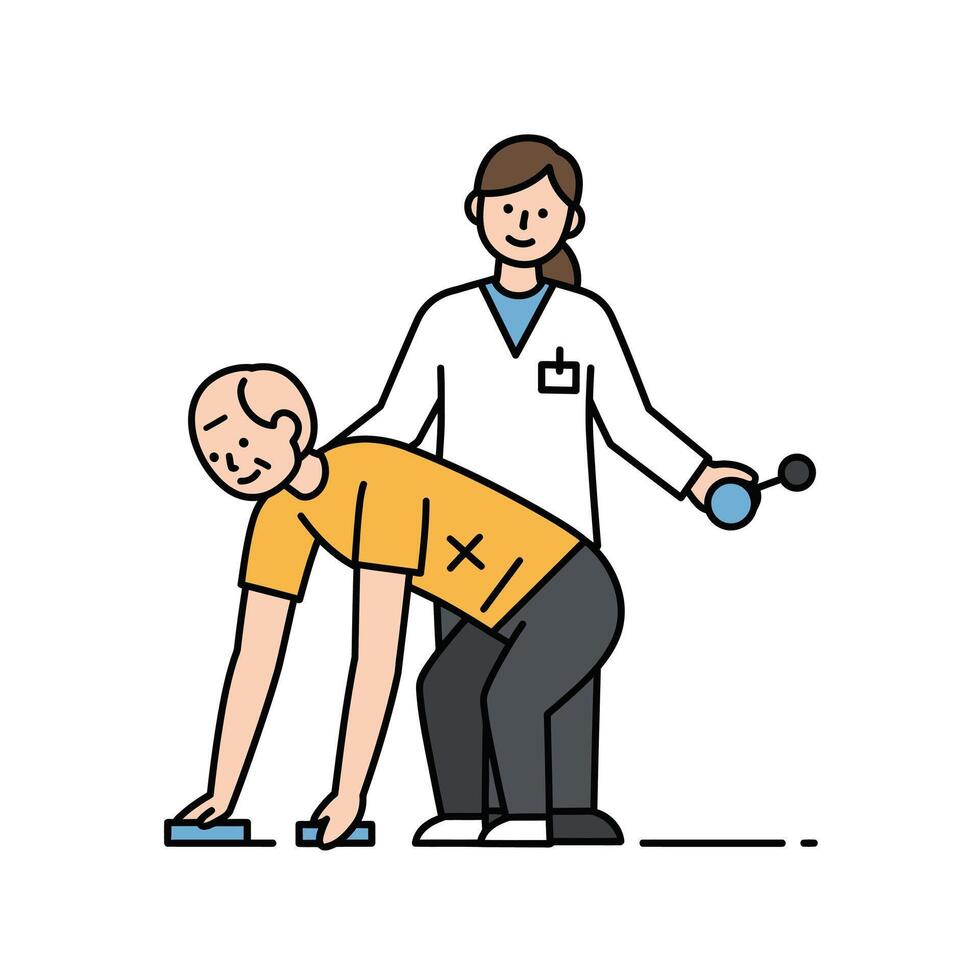 An illustration of a man doing a squat vector