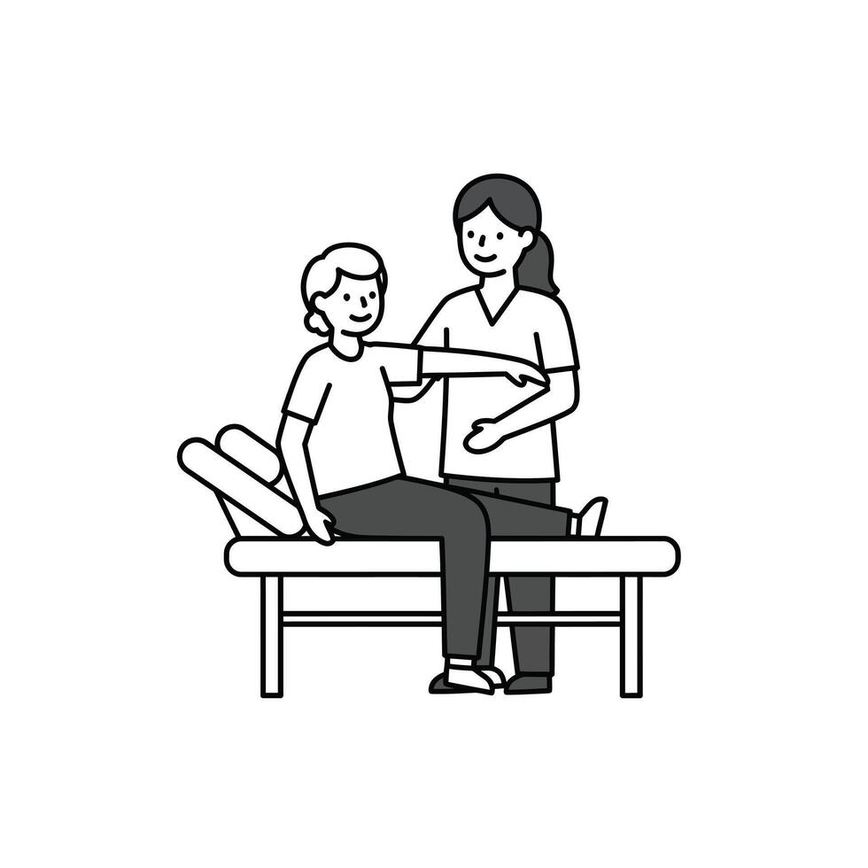 A woman is sitting on a bench with a man vector