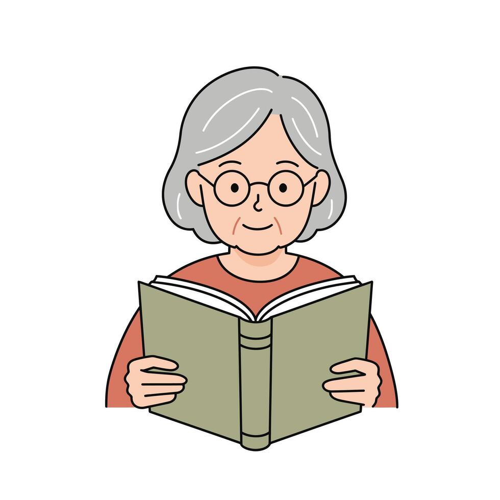 An old woman reading a book vector