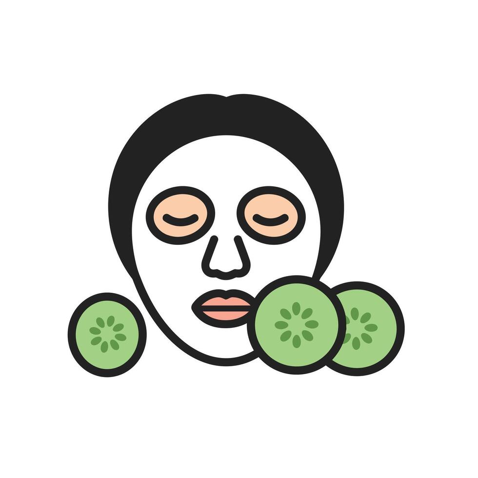 A woman with a mask and cucumbers on her face vector