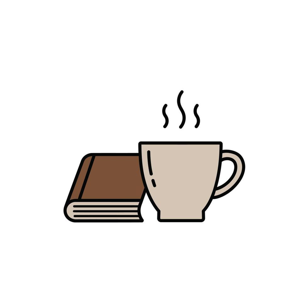 Coffee and book icon illustration vector