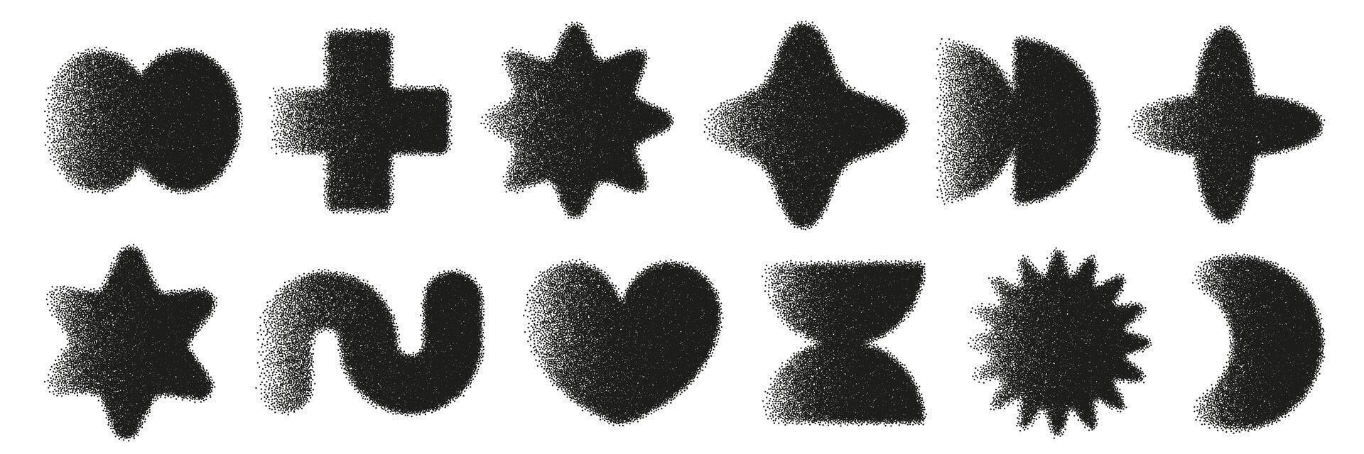 Monochrome translucent geometric shapes exhibit dynamic patterns with gradual blur and noise effects, creating an intriguing visual experience in abstract design. vector