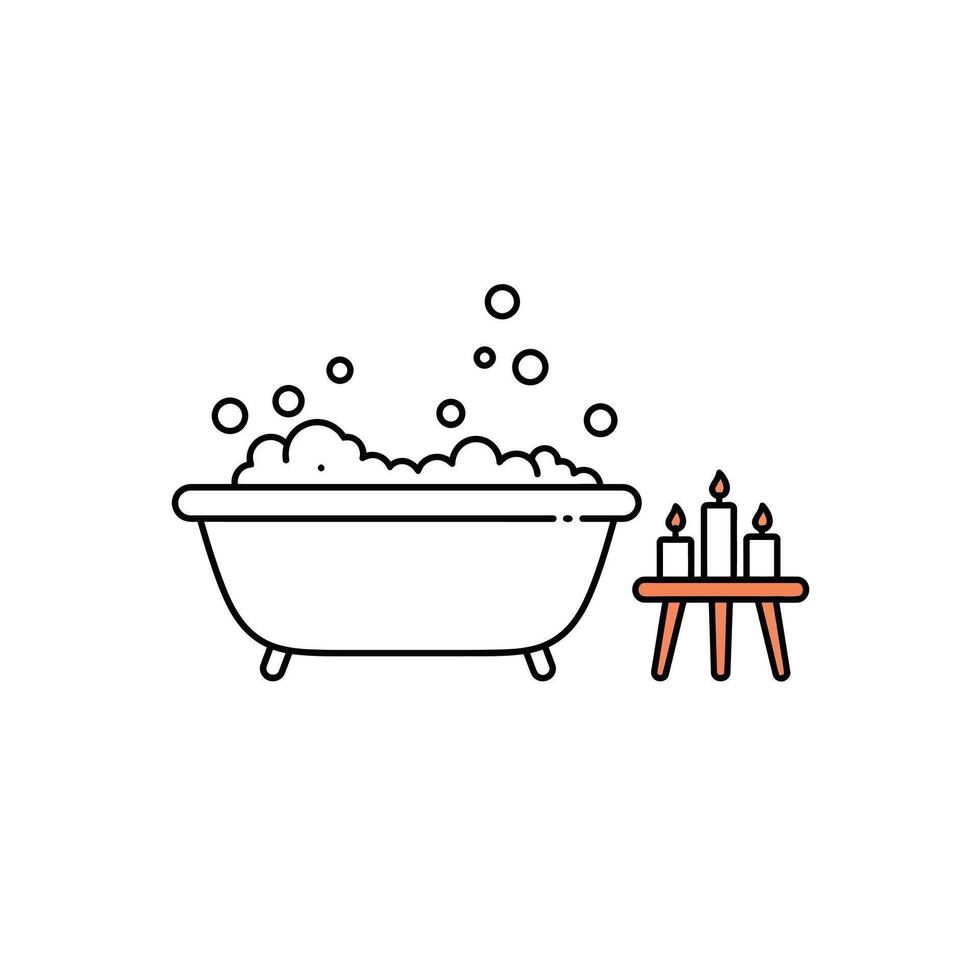 Bathroom icon with soap bubbles and candles vector