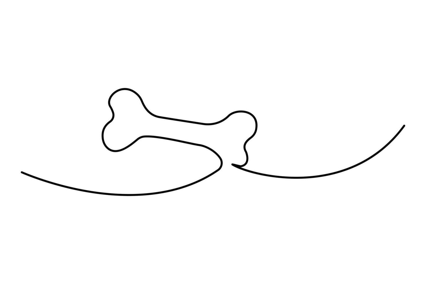 Dog bone continuous one line art symbol illustration with editable stroke one line Icon. vector