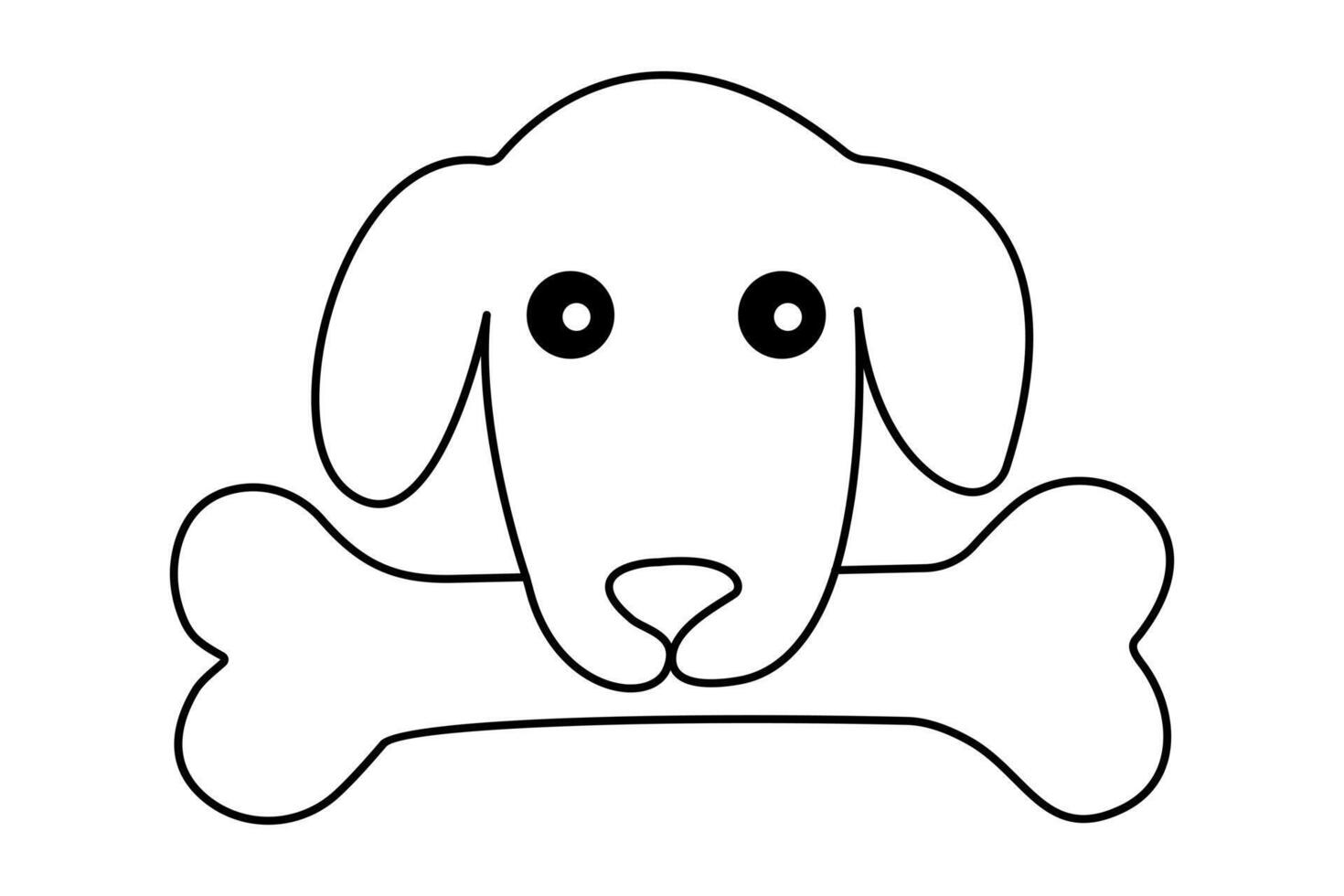 Dog bone continuous one line drawing and outline simple design vector