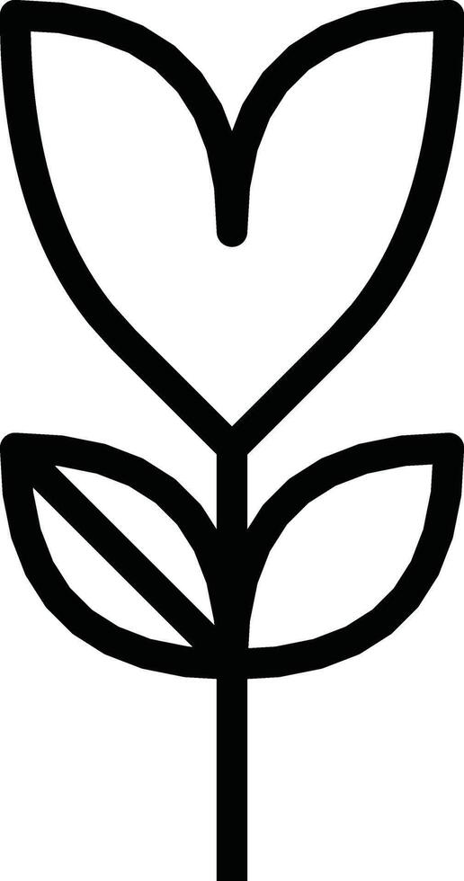 Minimalist Outline of a Flower with a Stem and Leaves vector