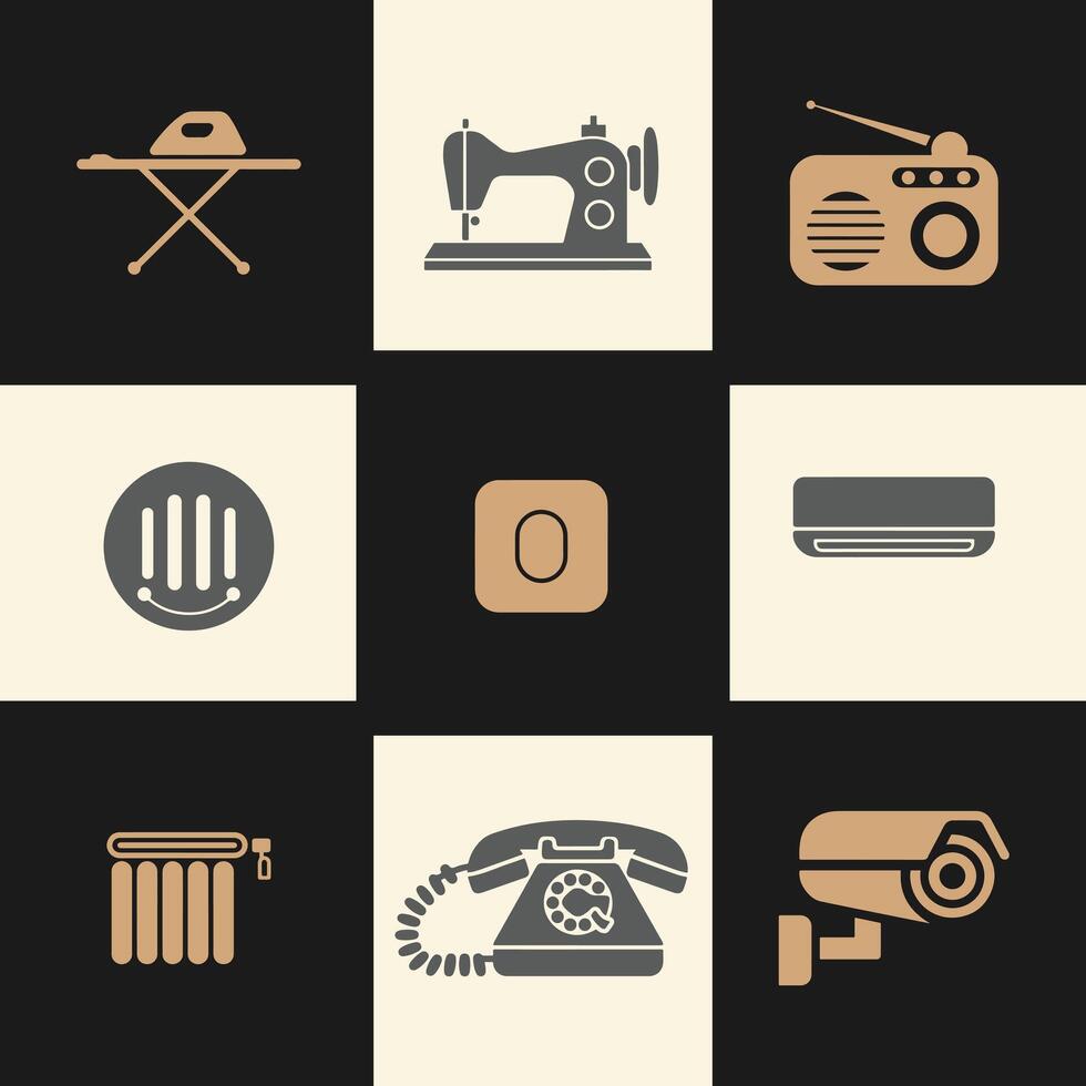 Miscellaneous Home Items Icons Simple Clean and Smooth in Beige and Gray vector