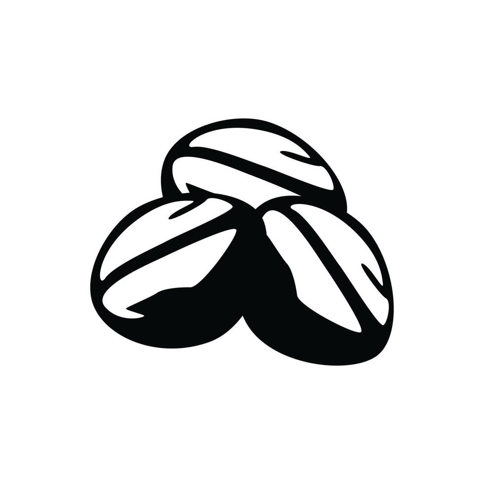 A black and white illustration of three coffee beans vector