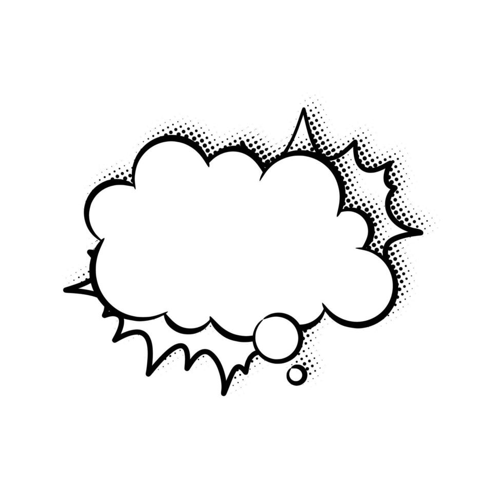 Layered Line Art Speech Bubble with Halftone Shadow for Storytelling vector