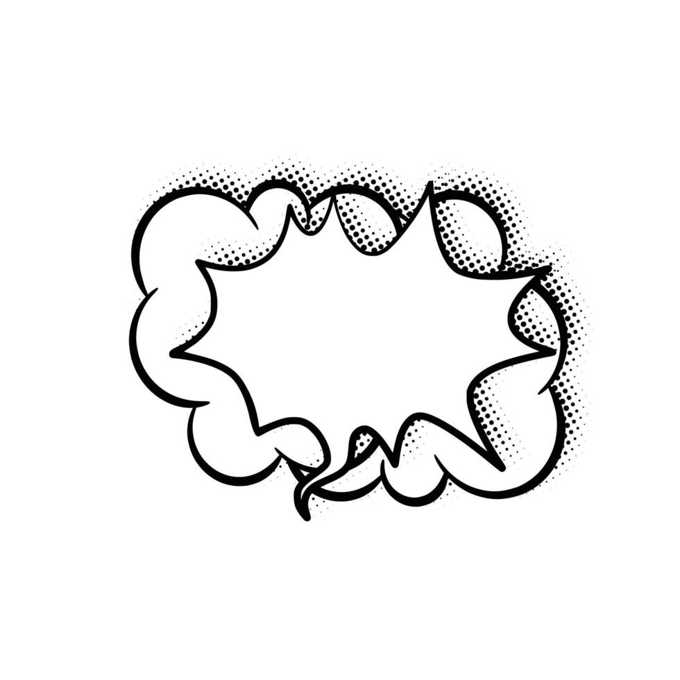 Blank Layered Chat Bubble with Halftone Shadow Line Art vector