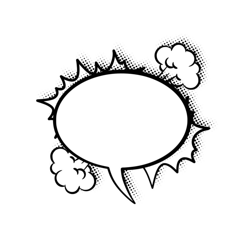 Layered Line Art Thought Bubble with Halftone Effect vector