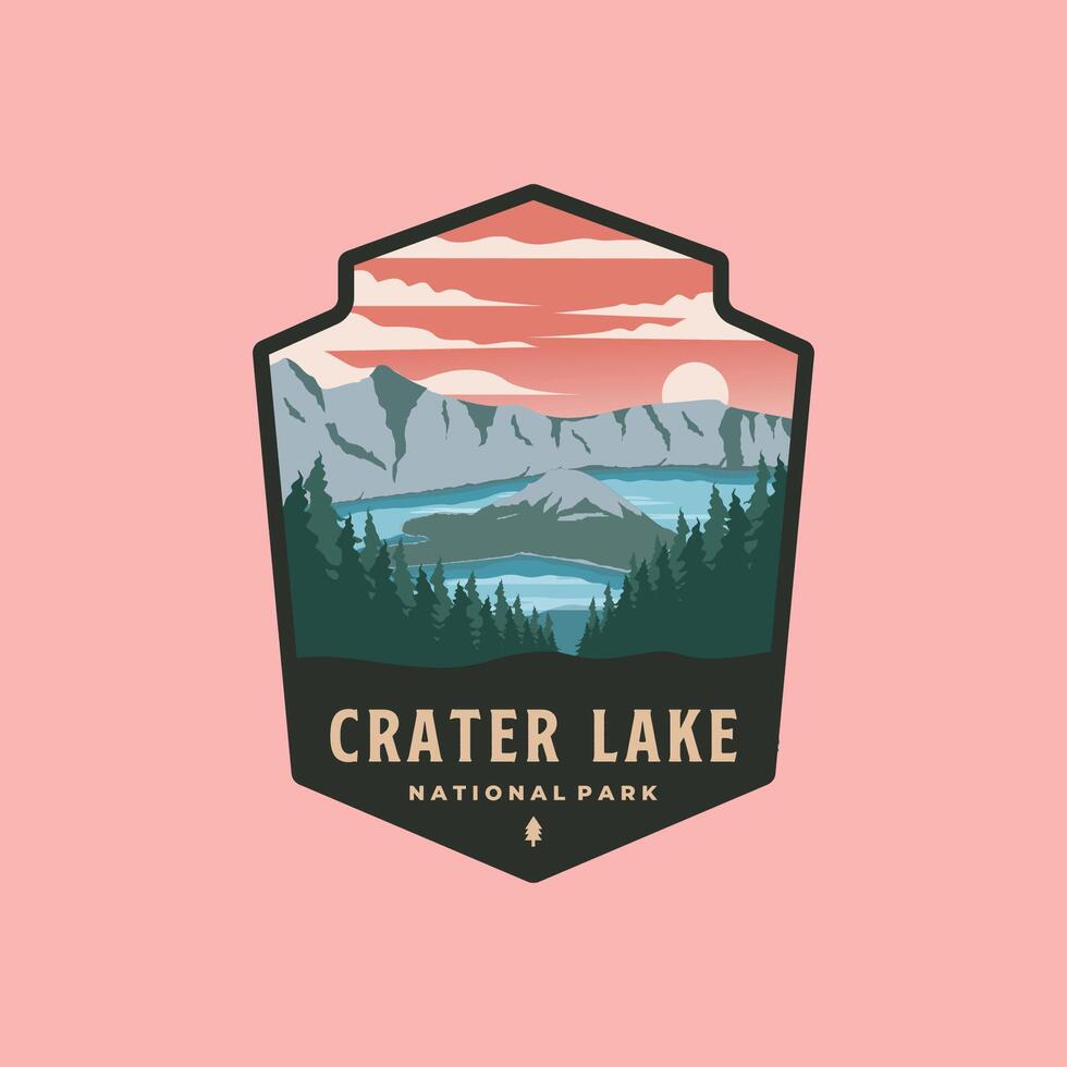 Crater lake national park vintage logo symbol illustration design vector