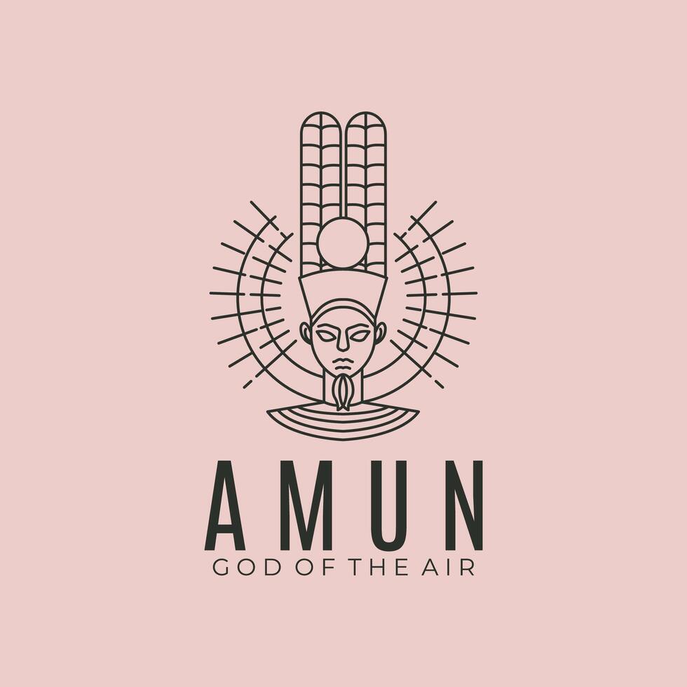 amun ancient egypt line art logo symbol illustration design vector