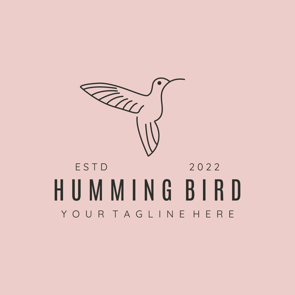 humming bird line art logo symbol illustration design vector