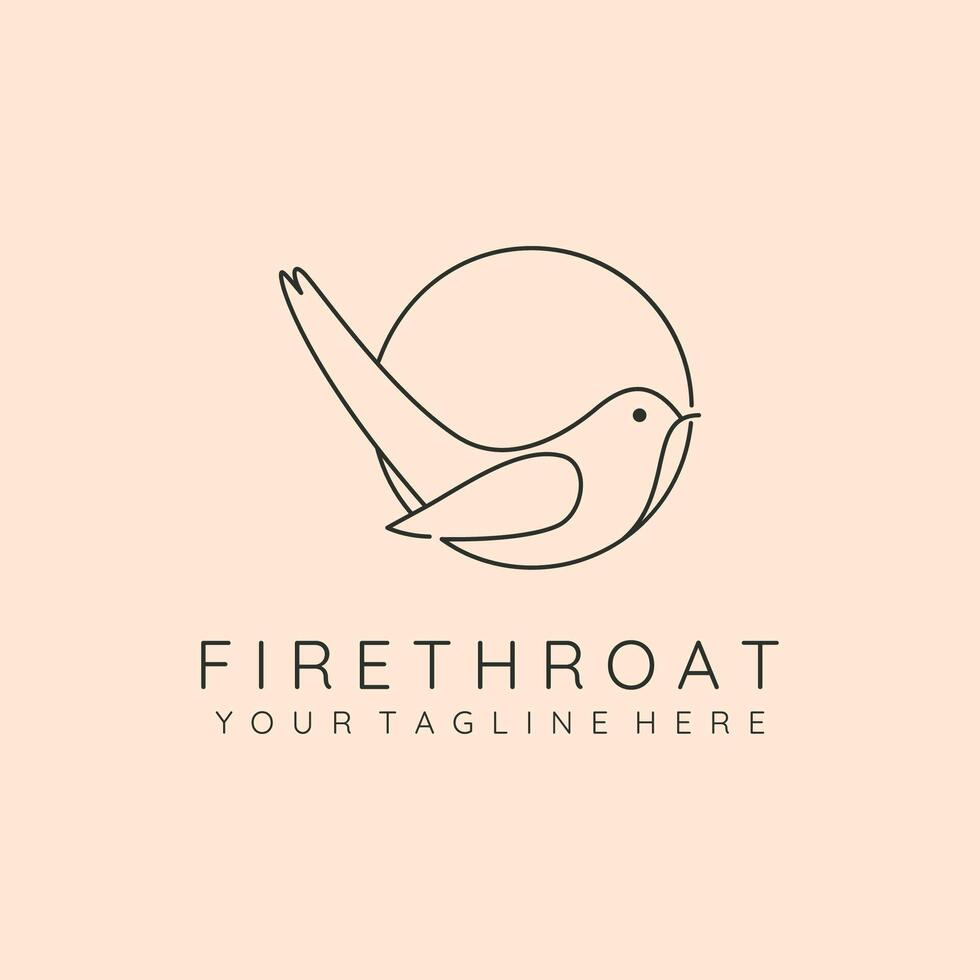 firethroat bird with tail line art logo symbol illustration design vector
