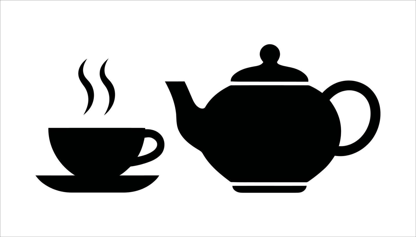 Teapot and Cup with Steam Hot Beverage and Tea Icon vector