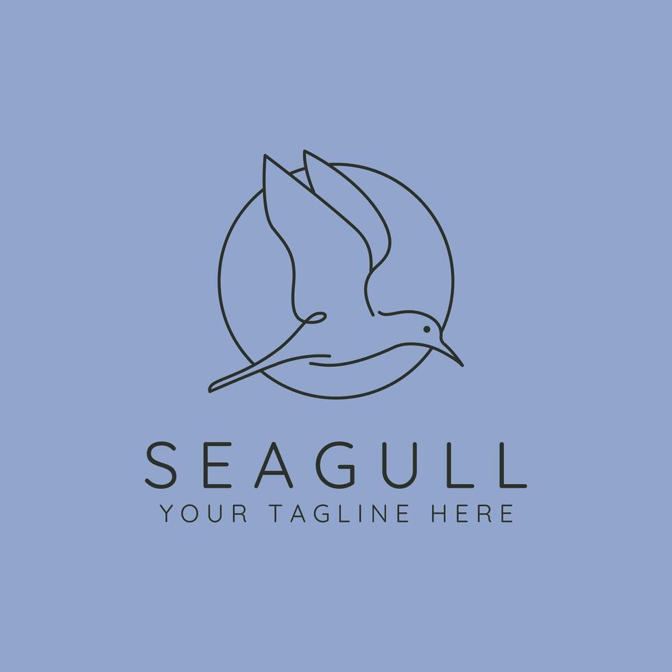 flying seagull line art logo symbol illustration design vector