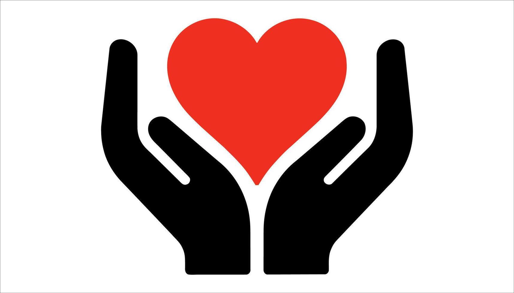 Hands Holding Heart Icon - Love and Care Symbol vector