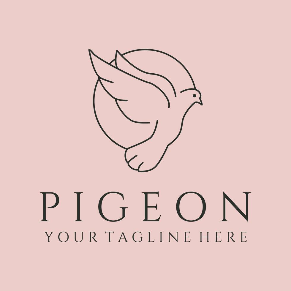 flying pigeon line art logo symbol illustration design vector