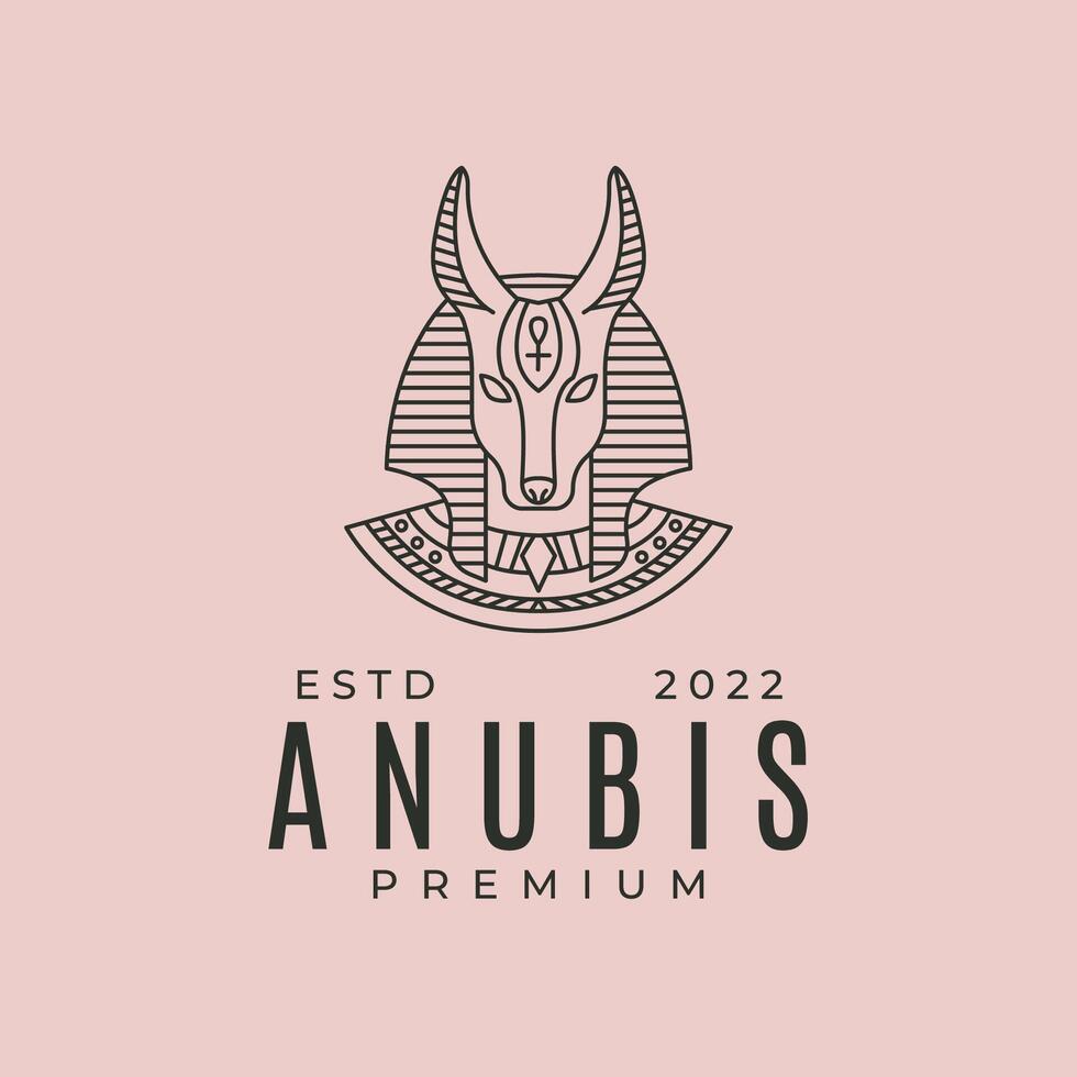 anubis ancient egyptian line art logo symbol illustration design vector