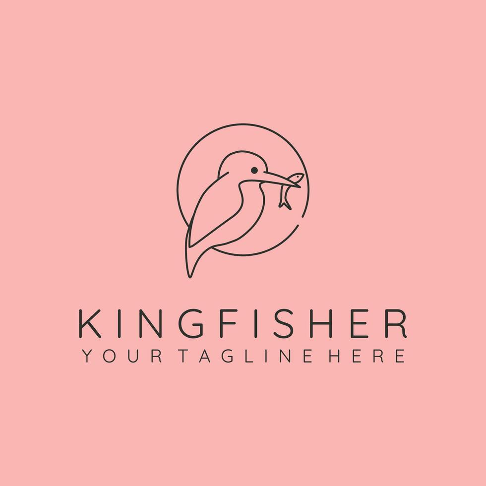 kingfisher bird line art logo symbol illustration design vector