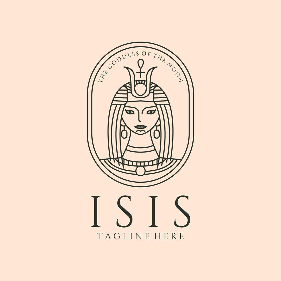 isis goddess of the moon line art logo symbol illustration design vector