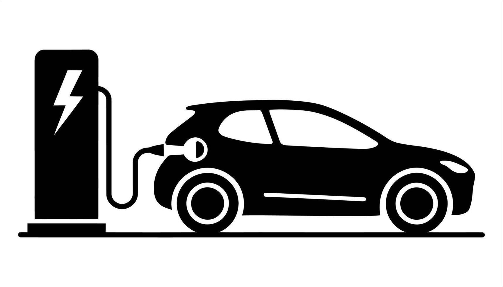 Electric Car Charging Icon - Eco-friendly Vehicle and Power Plug vector