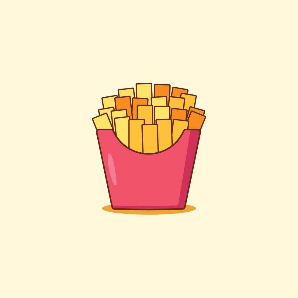 French Fries Cartoon Icon Illustration. Fast Food Icon Concept . Flat Cartoon Style vector