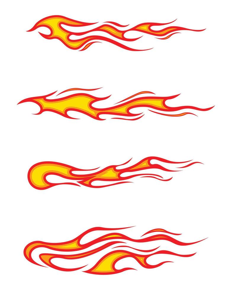 Set of different shaped fire stickers vector