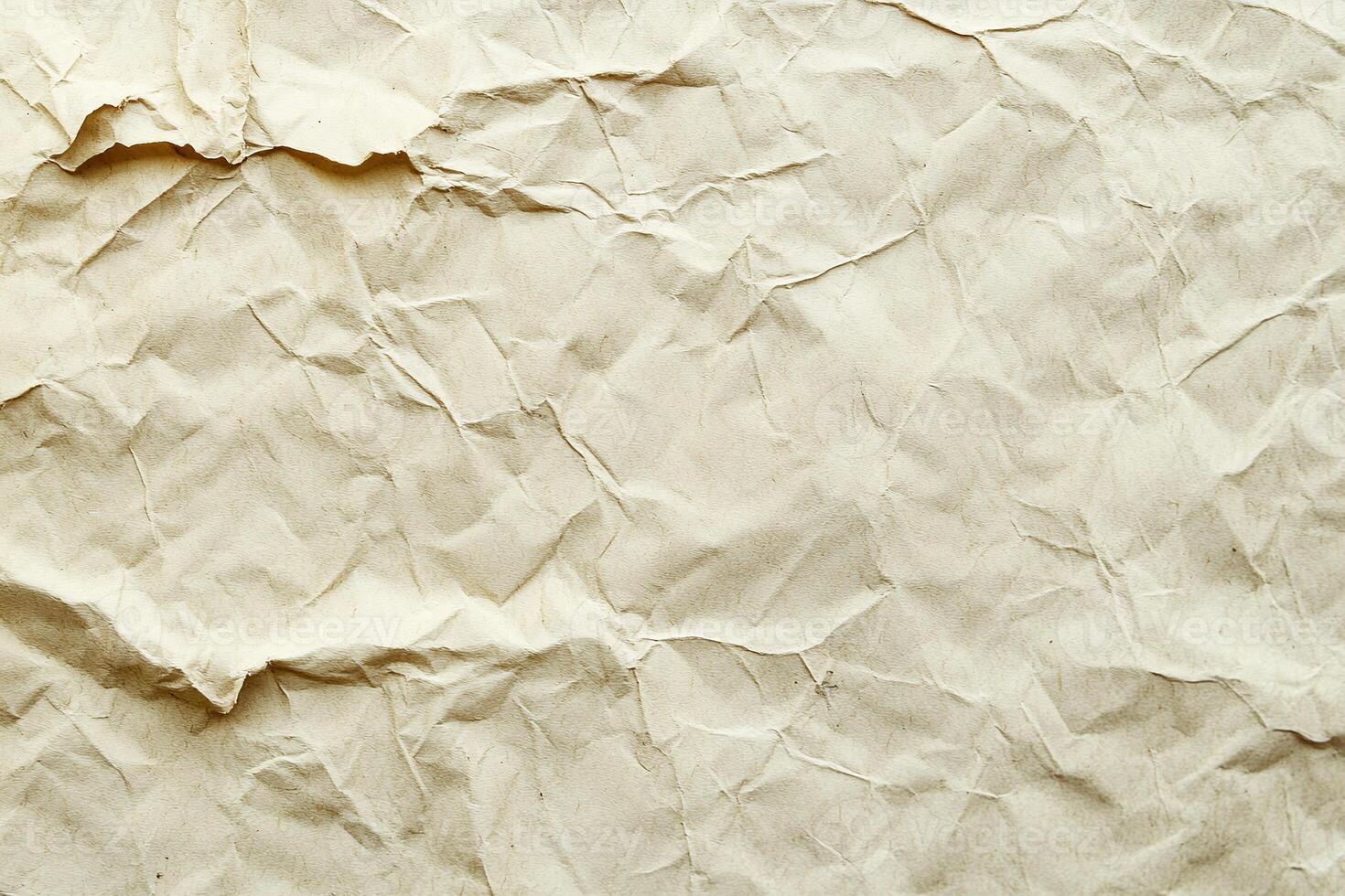 Wrinkled Beige Paper Texture with Natural Folds for Background or Design Projects photo