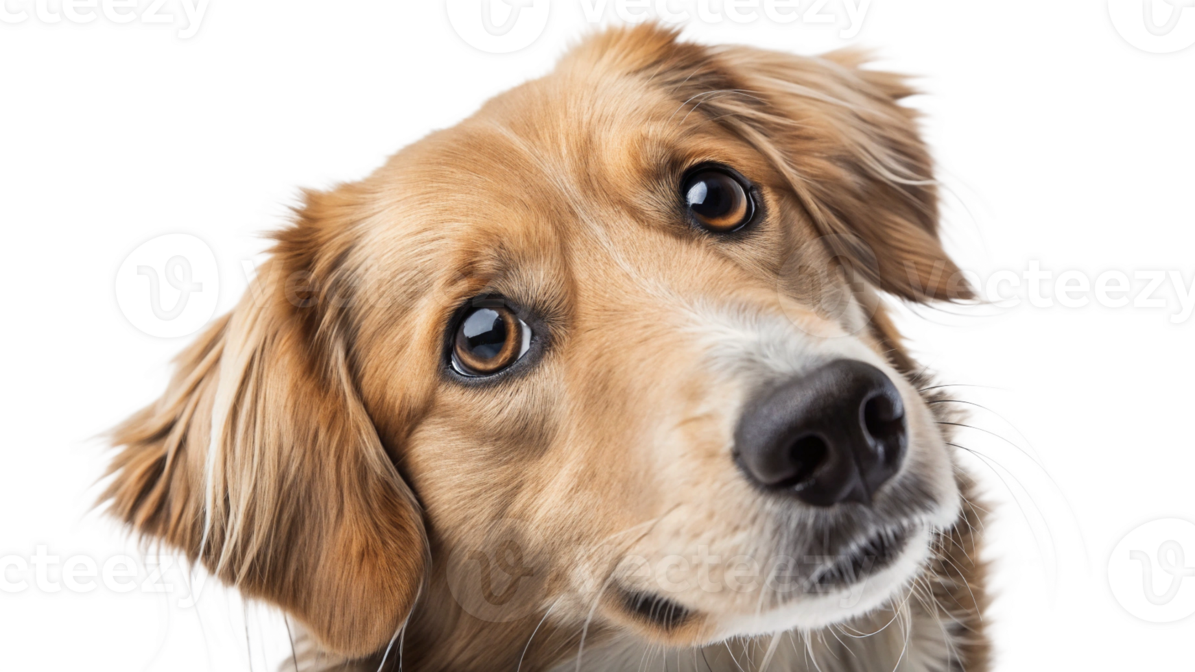 Close-up of a dog's face with a transparent background, capturing the details of its fur and eyes png