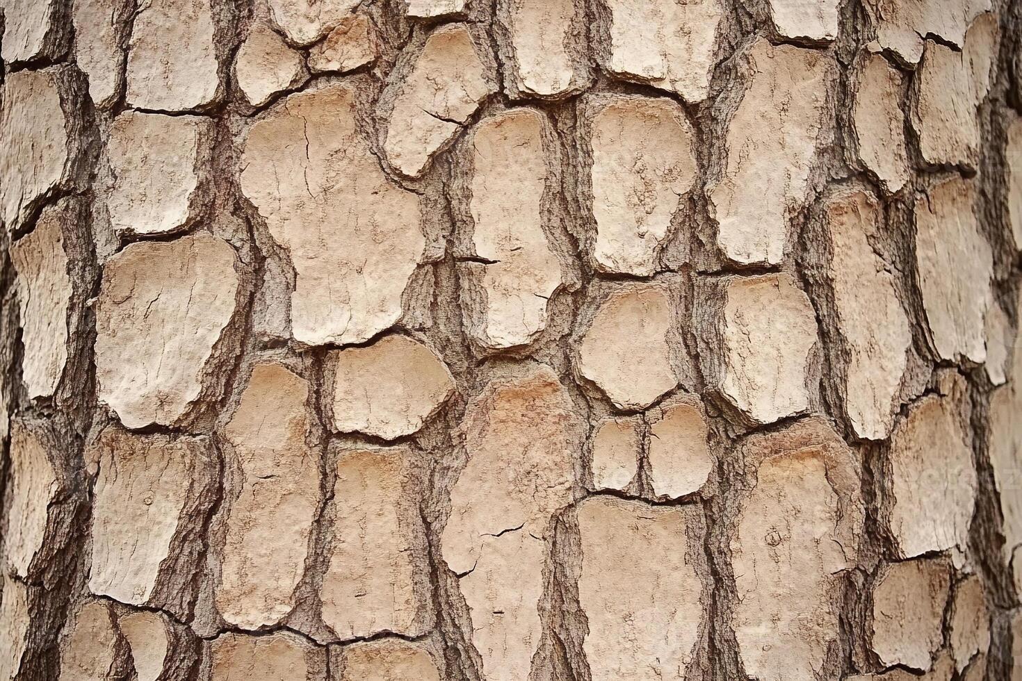 Close Up of Tree Bark Texture With Peeling Beige and Brown Patterns for Natural Background Design photo