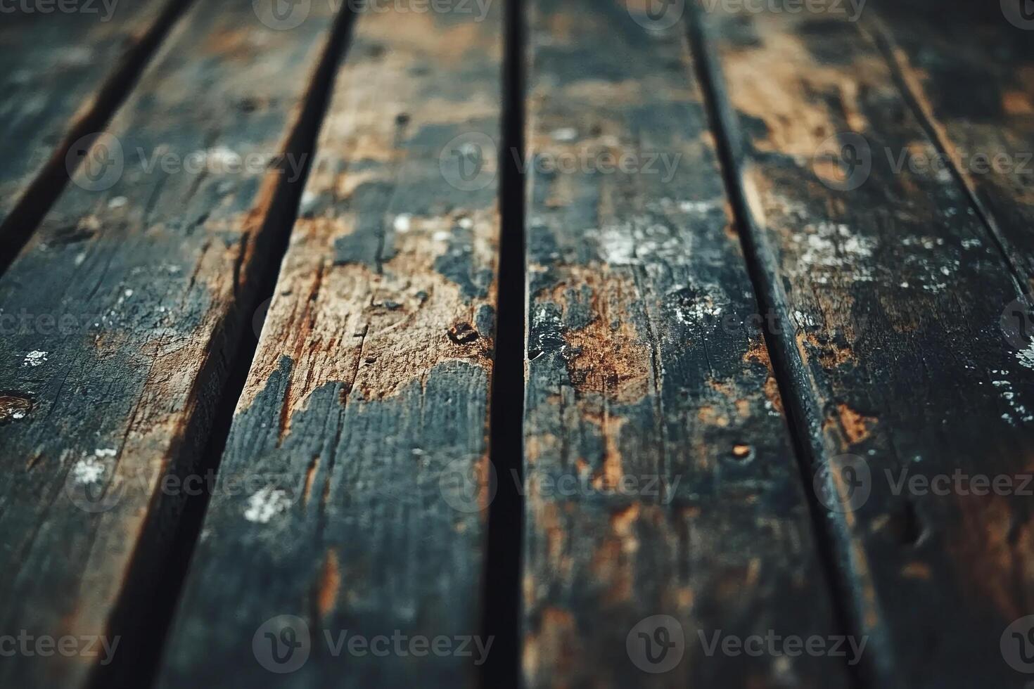 Closeup of Rustic Weathered Wooden Planks With Peeling Paint and Natural Texture for Backgrounds photo