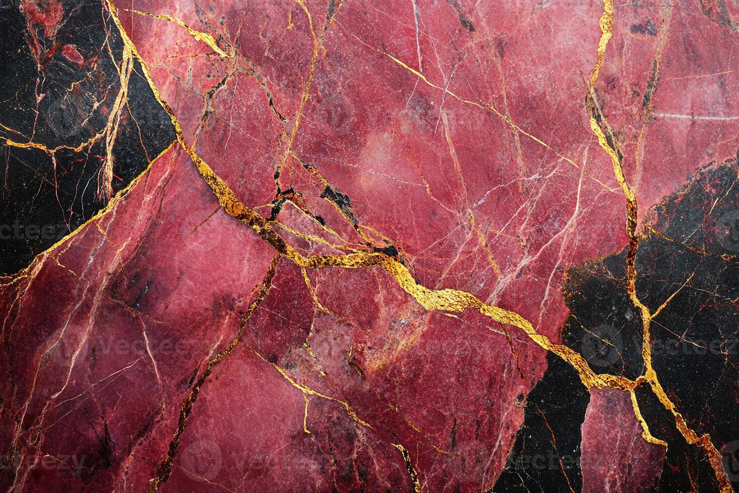 Vibrant Red Marble Texture with Black Patterns and Metallic Gold Veins for Luxury Design photo