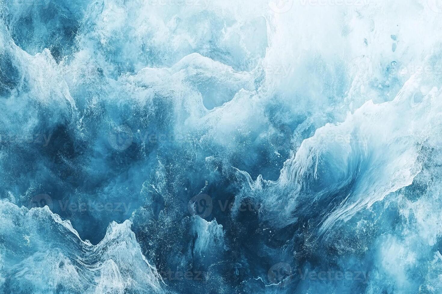 Abstract Blue Ocean Waves and Water Texture with White Foam and Dynamic Patterns photo
